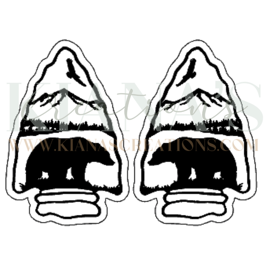 Bear Arrow Head Wood Cabochon