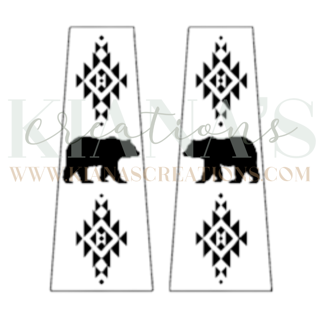 Bear Trapezoid Wood Cabochon