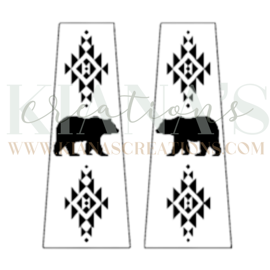 Bear Trapezoid Wood Cabochon