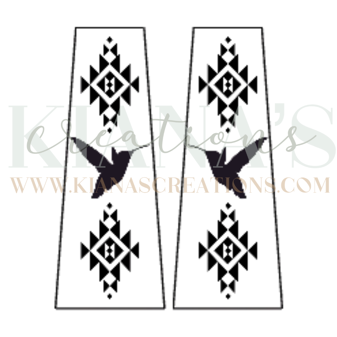 Hummingbird Trapezoid Wood Cabochon