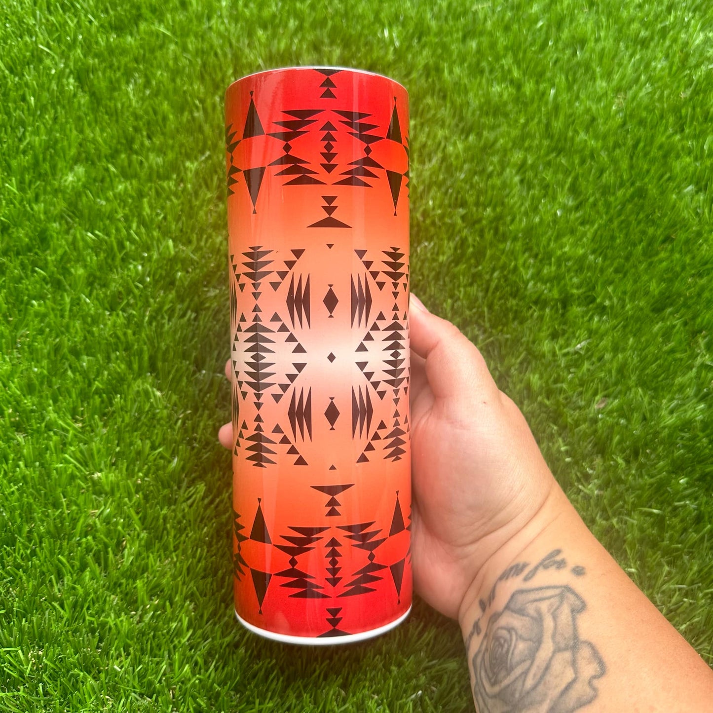 Red and Orange Aztec Tumbler