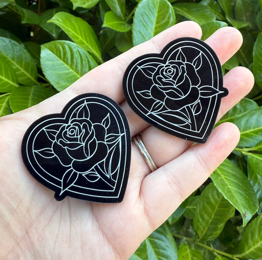 Rose Black Acrylic Cabochon