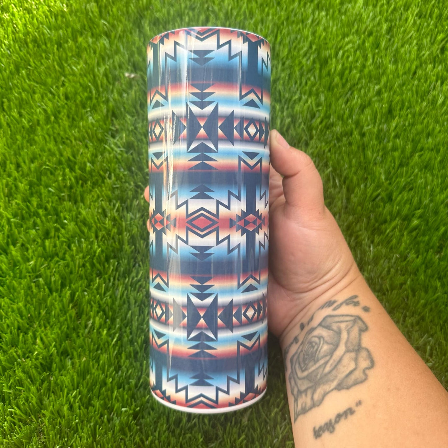 Dark Blue Aztec Tumbler