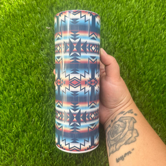 Dark Blue Aztec Tumbler