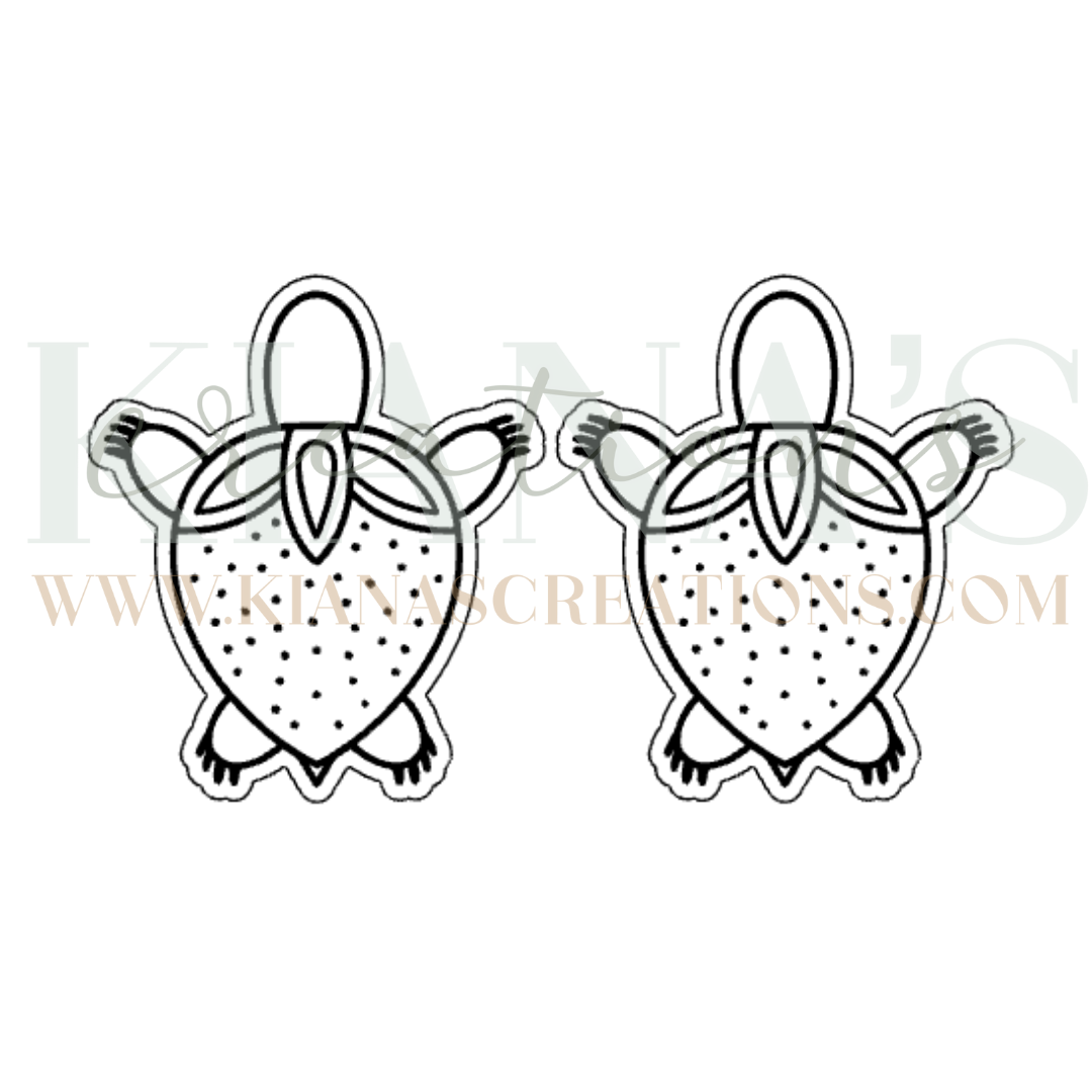 Strawberry Turtle Wood Cabochon