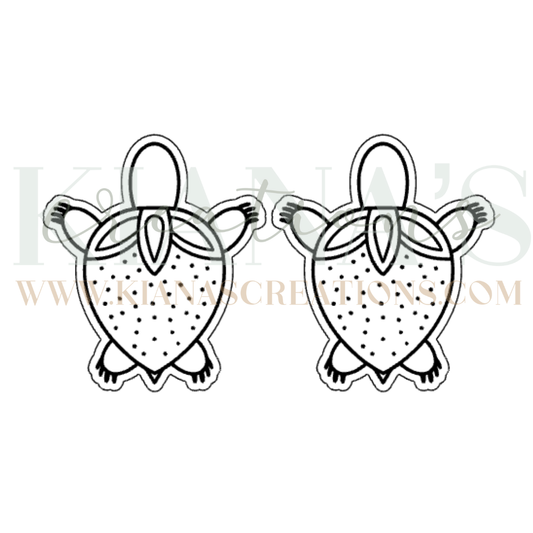 Strawberry Turtle Wood Cabochon