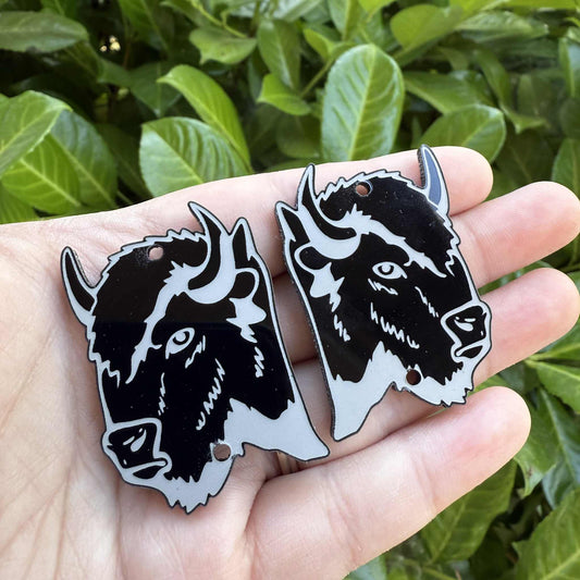 Buffalo Head Black Acrylic Cabochon