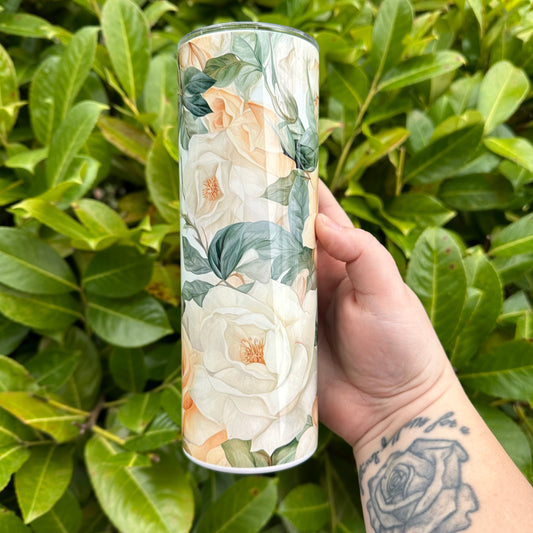 Cream & Yellow Roses • MARCH TUMBLER OF THE MONTH •