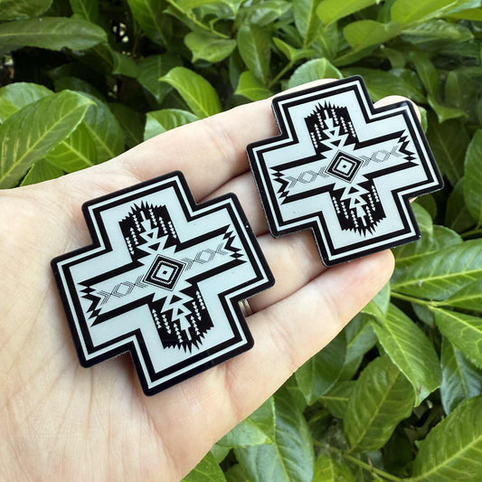 Aztec Black Acrylic Cabochon