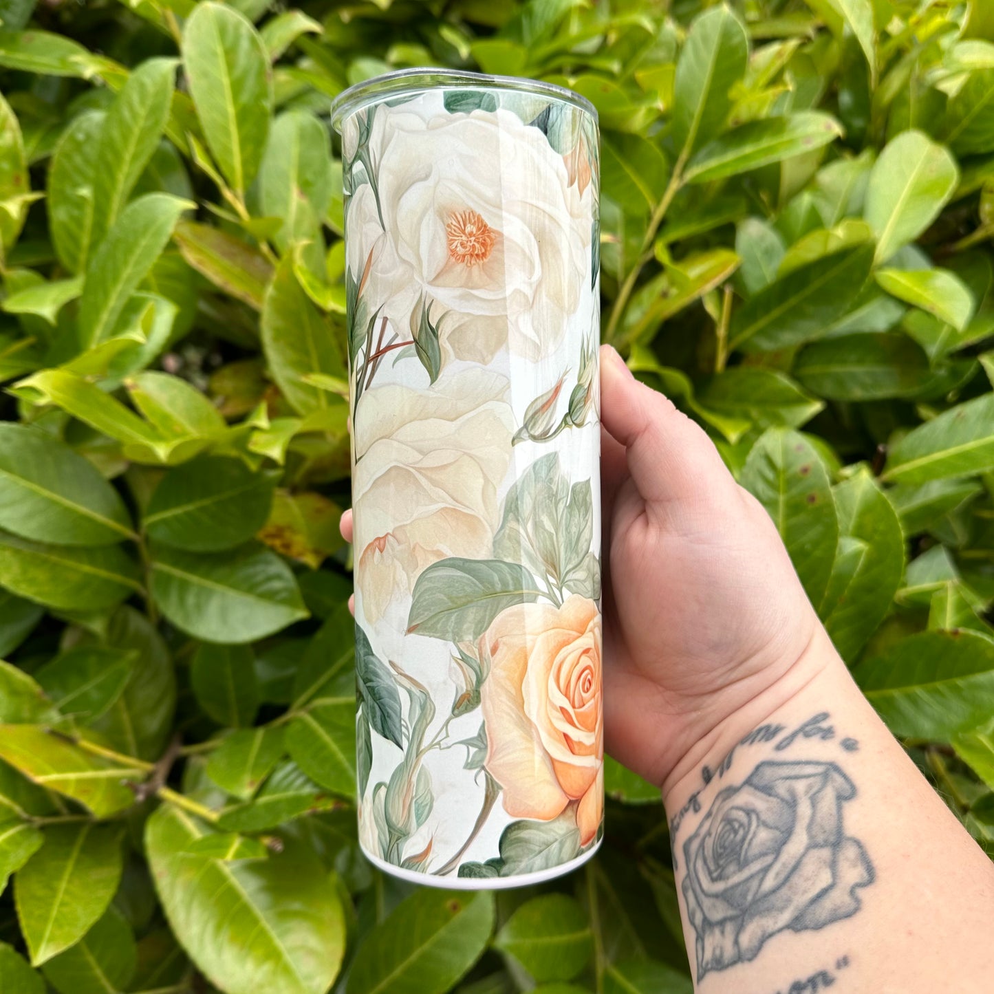 Cream & Yellow Roses • MARCH TUMBLER OF THE MONTH •