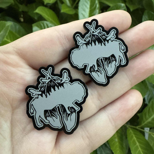Buffalo Feathers Black Acrylic Cabochon