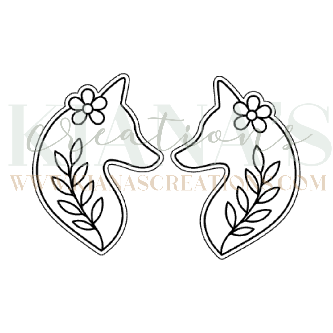 Wolf Floral Cabochon - You choose the color!