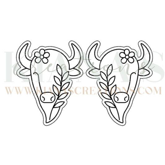 Buffalo Floral Acrylic Cabochon- Choose your color!
