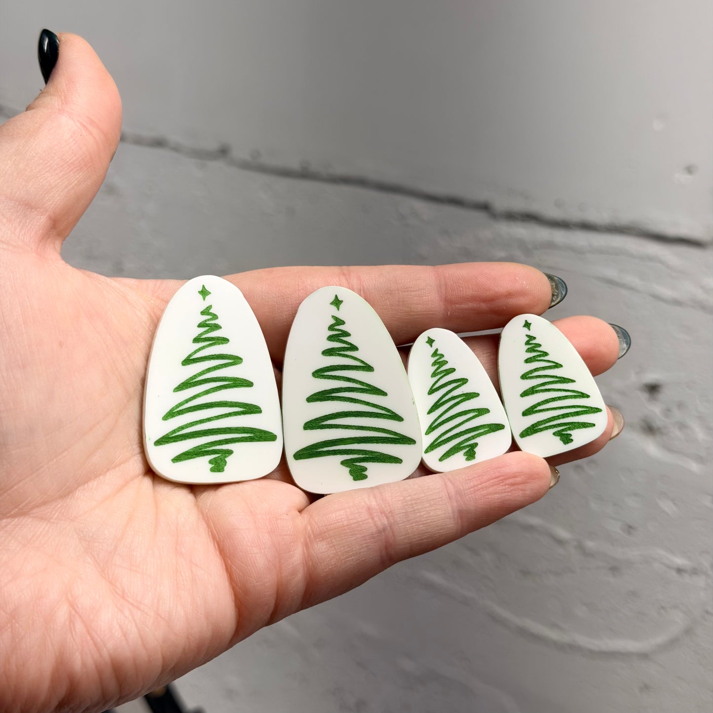 Christmas Tree Painted Acrylic Cabochons