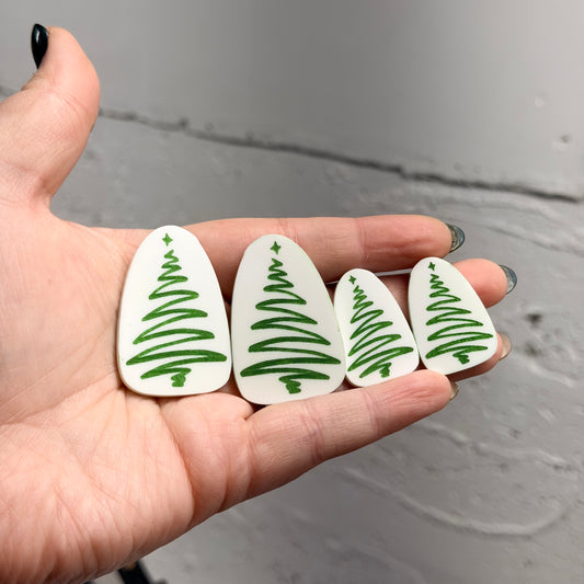 Christmas Tree Painted Acrylic Cabochons