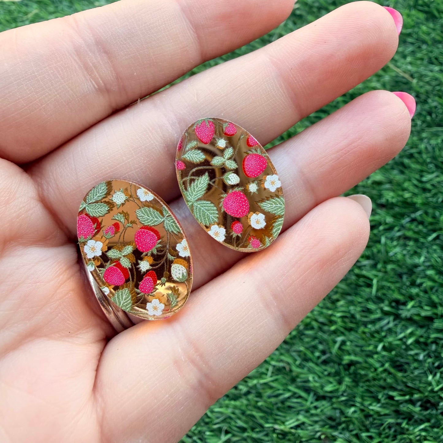 Strawberry Gold Mirror Cabochon
