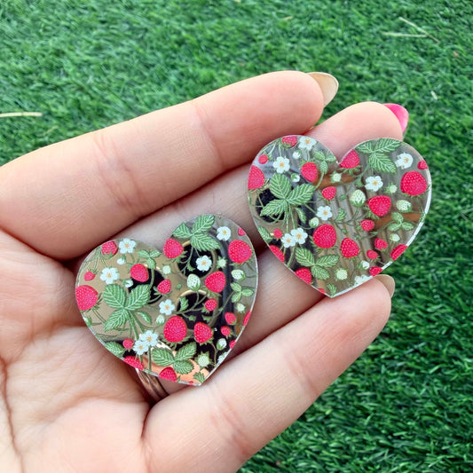 Strawberry Silver Mirror Cabochon
