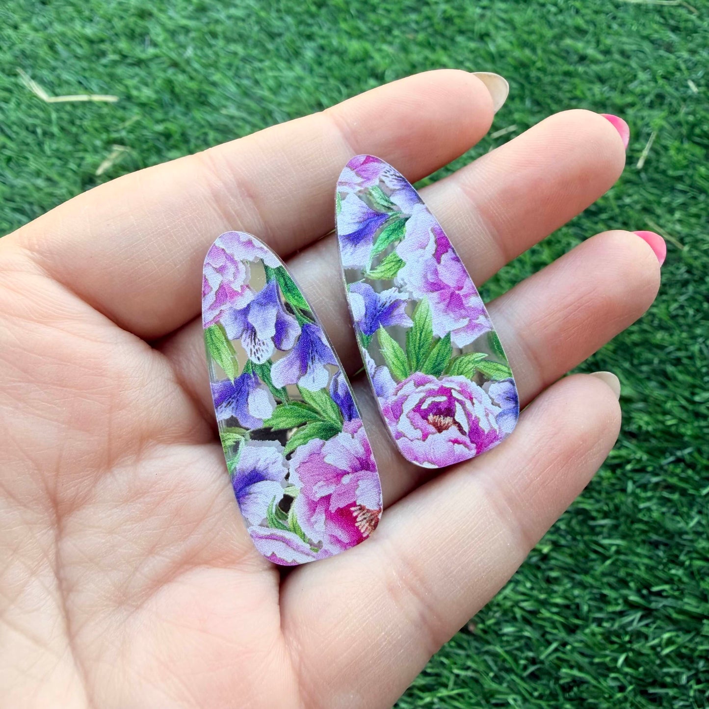Floral Silver Mirror Cabochon