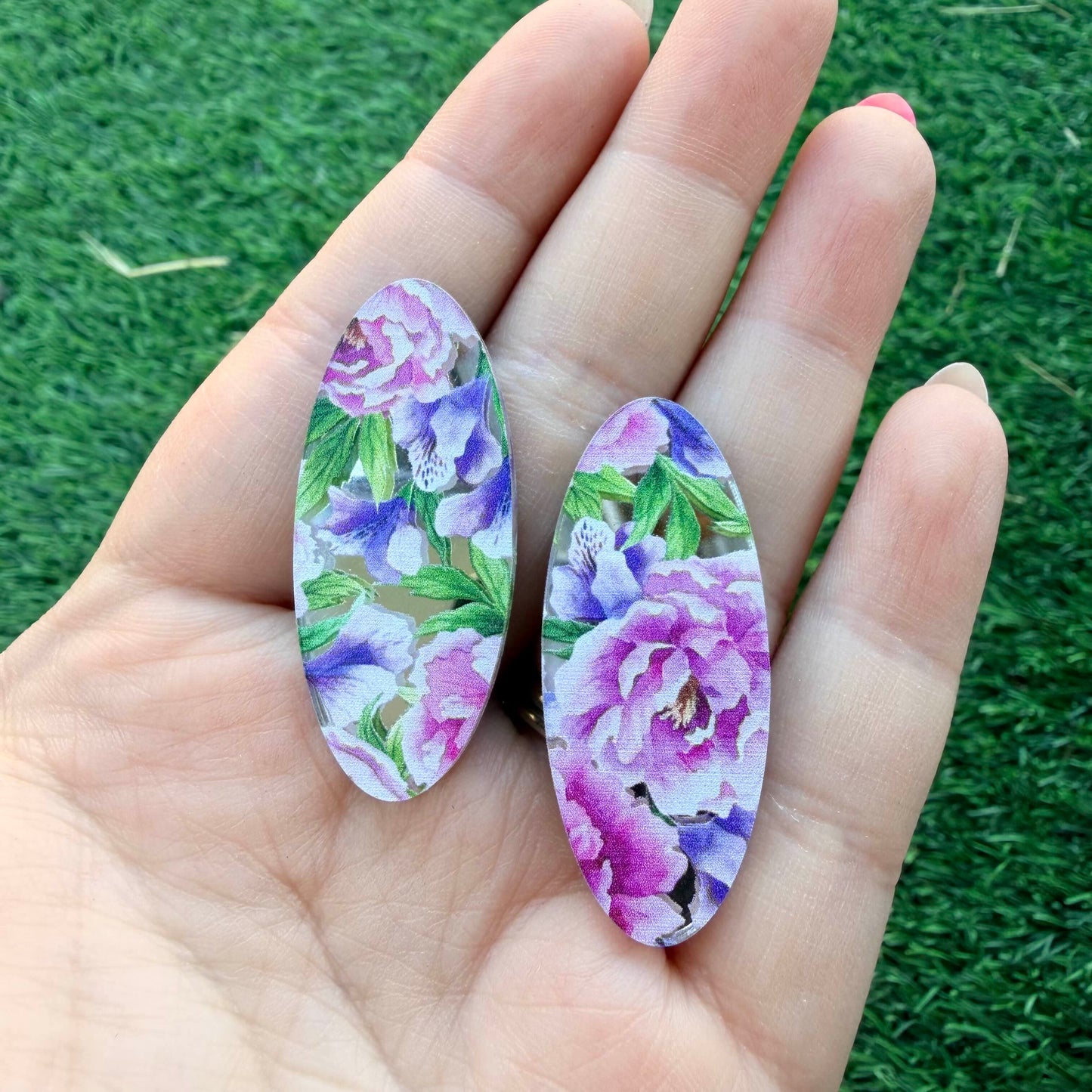 Floral Silver Mirror Cabochon