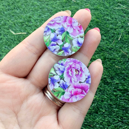 Floral Silver Mirror Cabochon