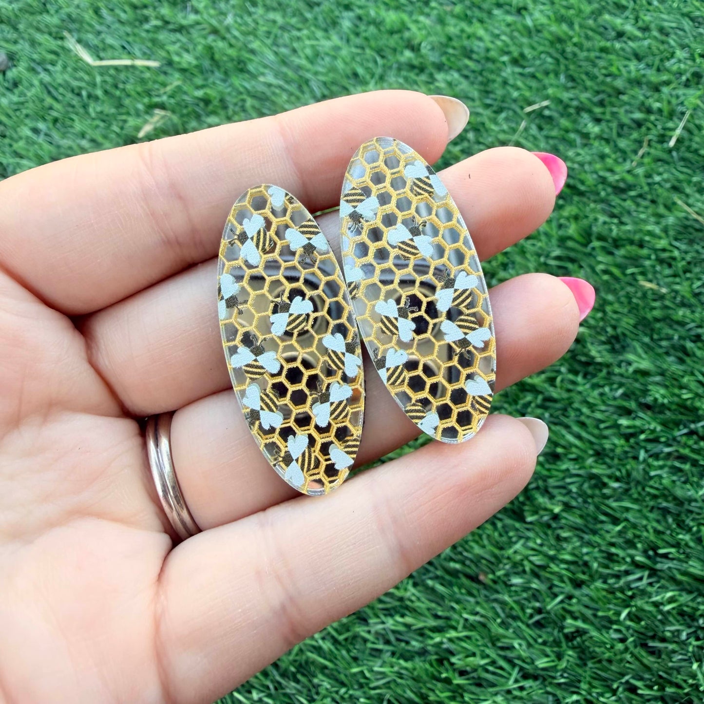 Bee Silver Mirror Cabochon