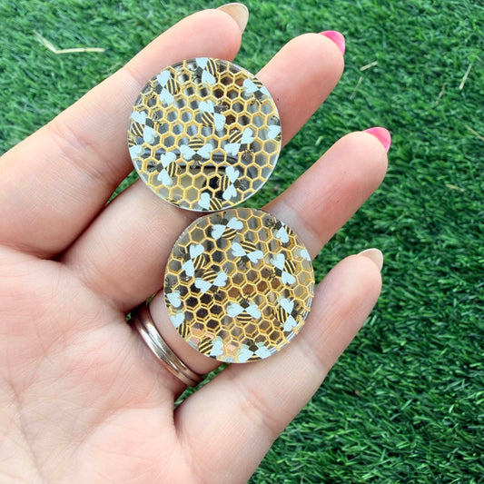 Bee Silver Mirror Cabochon
