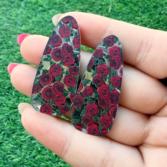 Floral Silver Mirror Cabochon