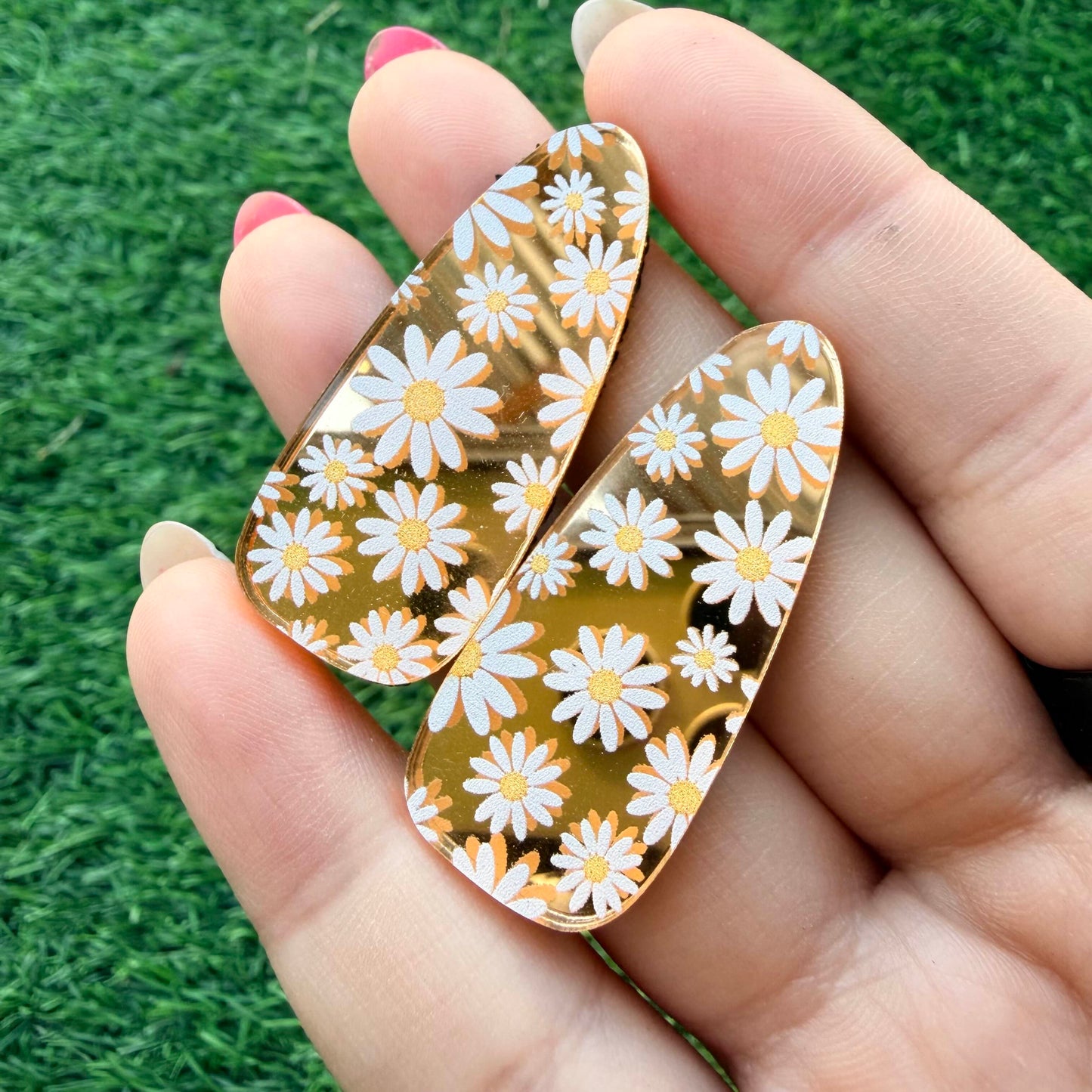 Floral Silver Mirror Cabochon