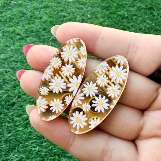 Floral Silver Mirror Cabochon