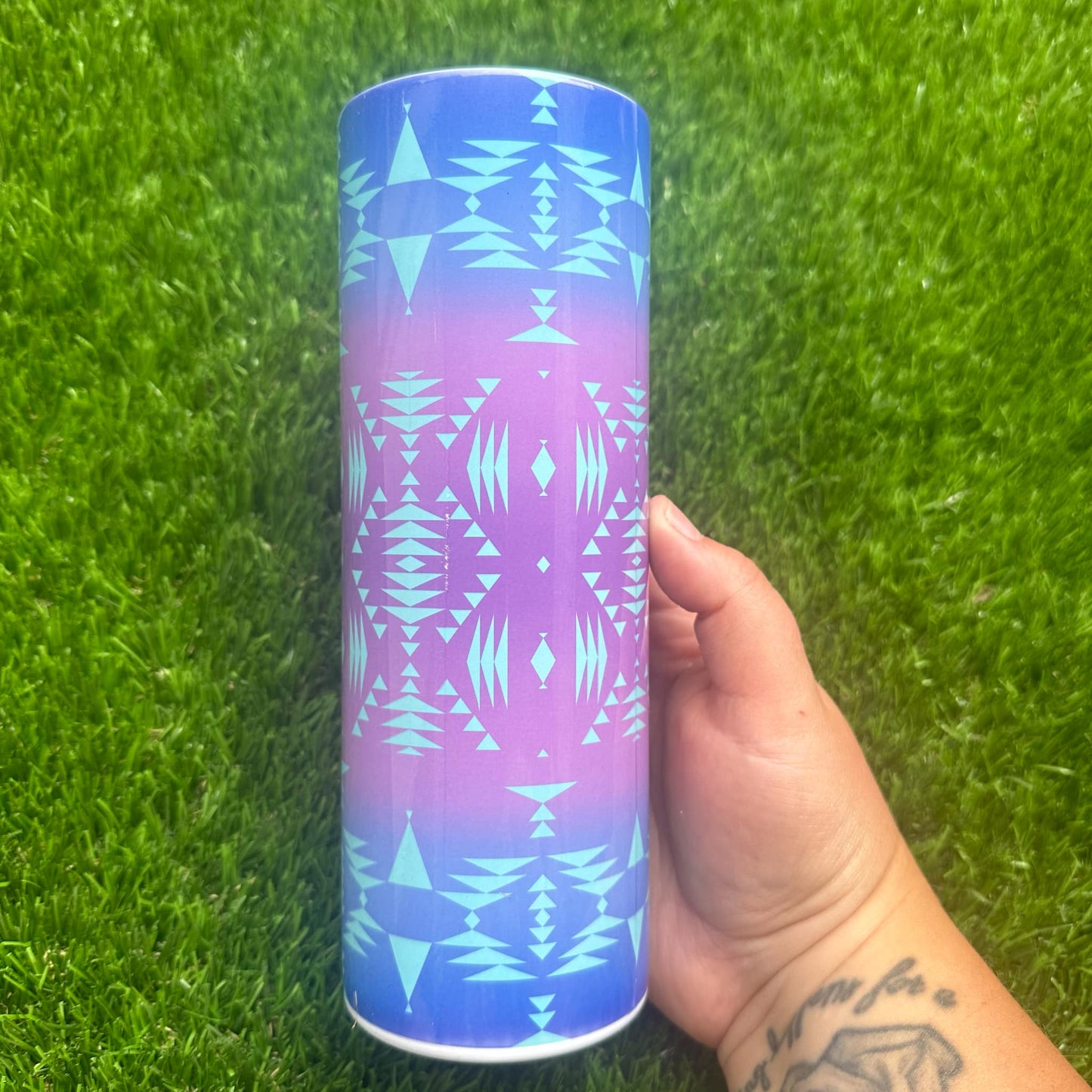 Blue and Purple Aztec Tumbler