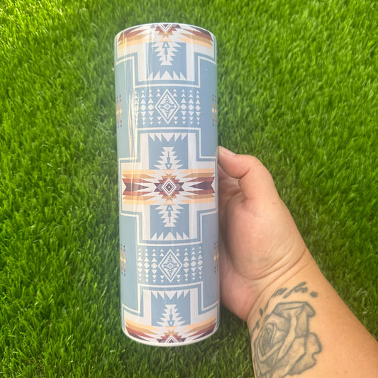 Light Blue Aztec Tumbler