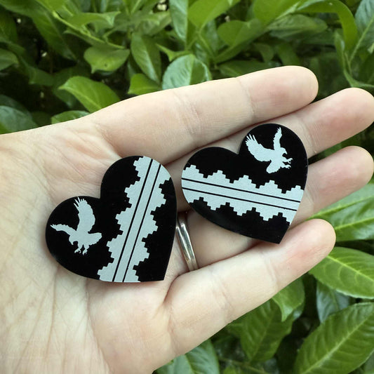 Eagle Heart Black Acrylic Cabochon