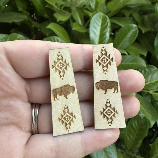 Buffalo Trapezoid Wood Cabochon