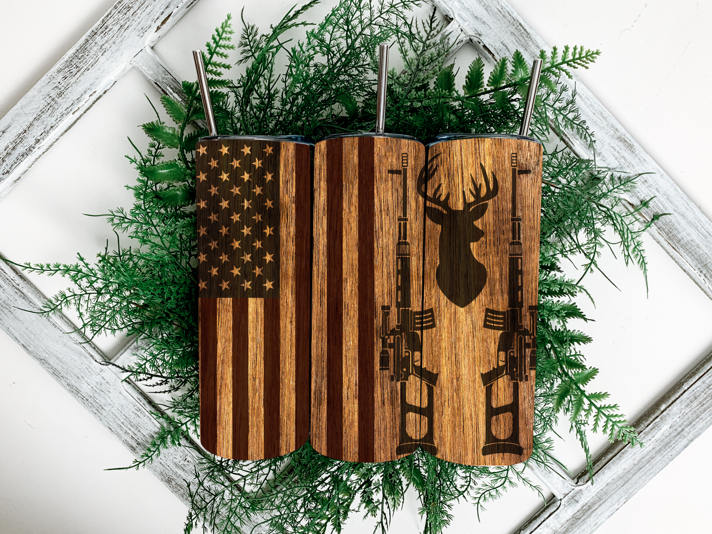 Wood American Flag Tumbler