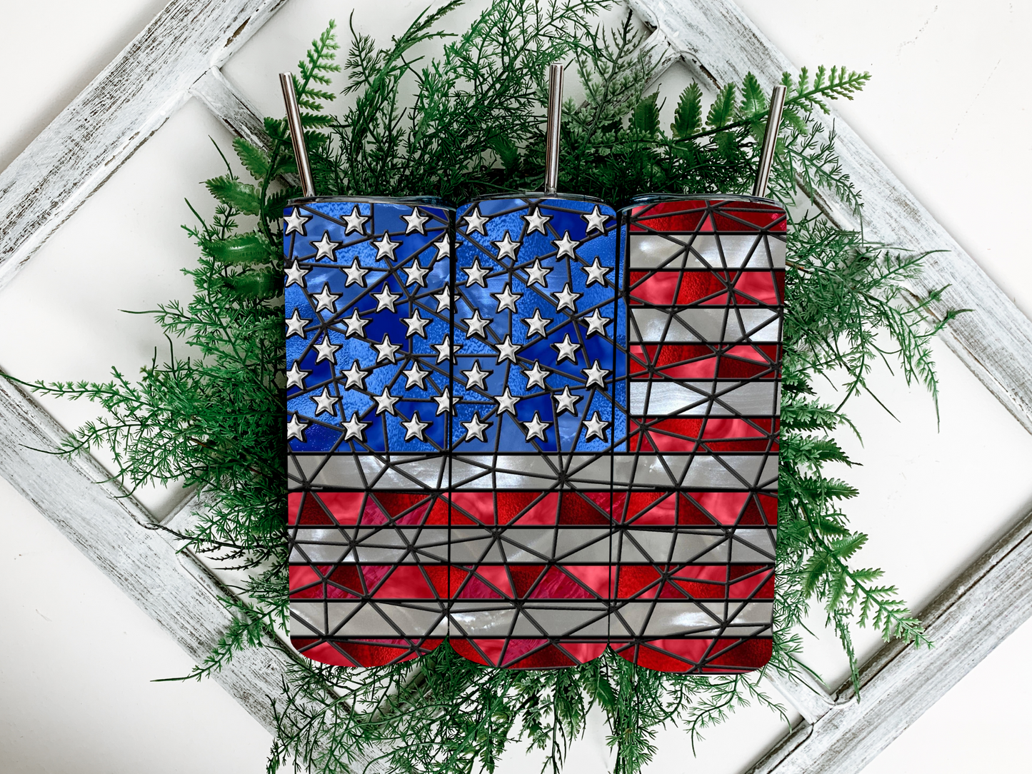 American Flag Stain Glass Tumbler