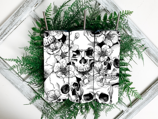 Floral Skull Tumbler