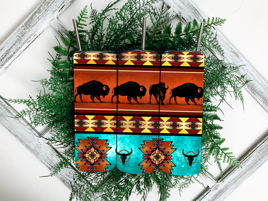 Buffalo Longhorn Aztec Tumbler