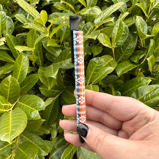 Orange Aztec Pen w/ a Phone Stand