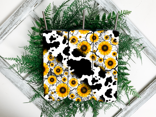 Sunflower Cow Tumbler