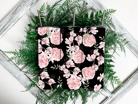 Dark Floral Tumbler