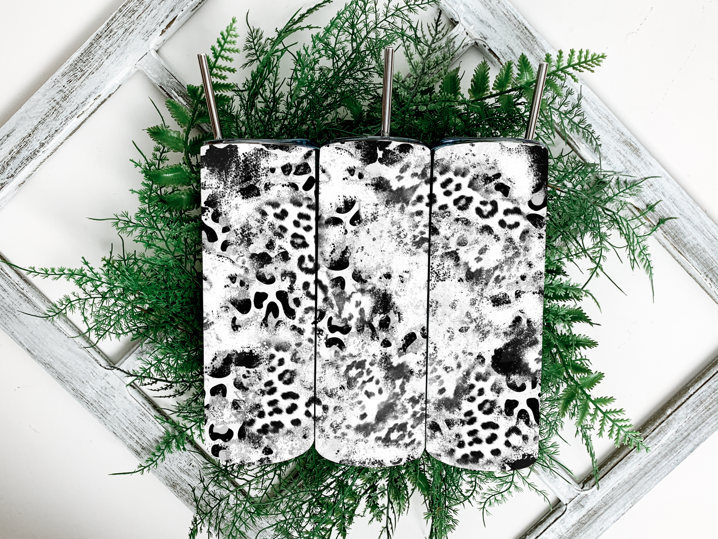 Black n White Cowhide Tumbler