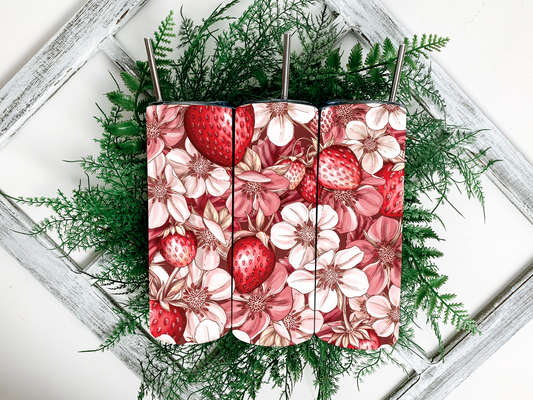 Floral Strawberry Tumbler