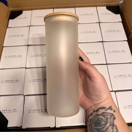 25oz Frosted Glass Tumbler