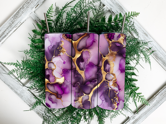 Purple Agate Alcohol Ink Tumbler